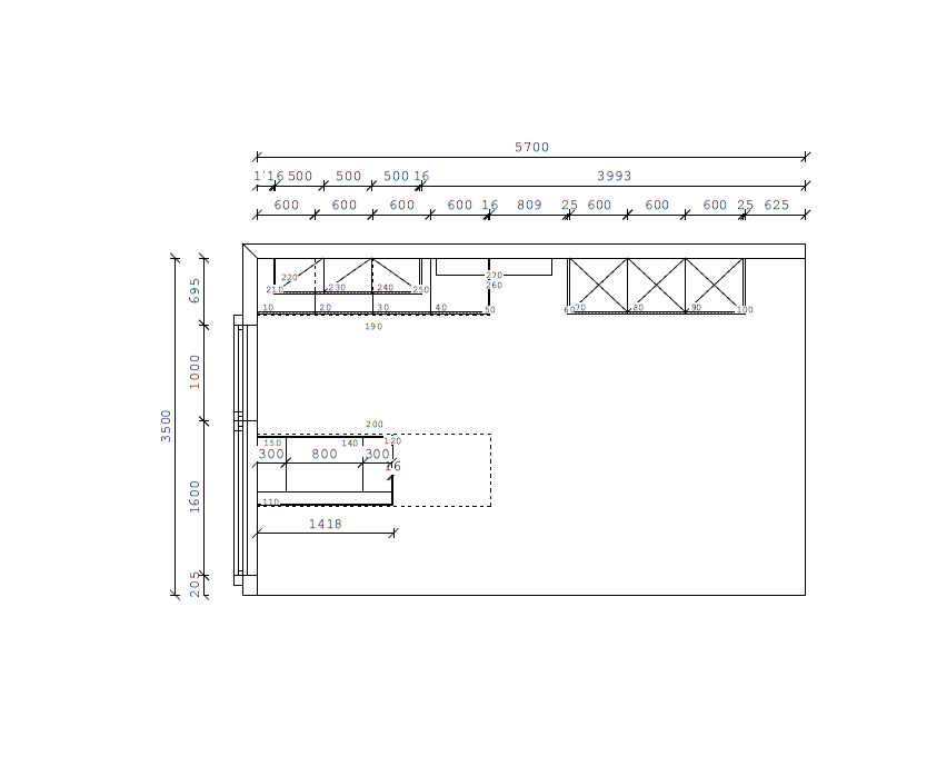 02549 - Notenboomhout schiereiland keuken