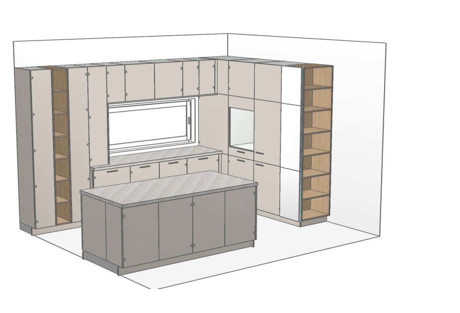 02551 - Schuller zandgrijze schiereiland keuken