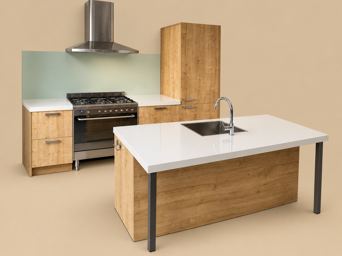 05729 - Houtlook schiereiland keuken