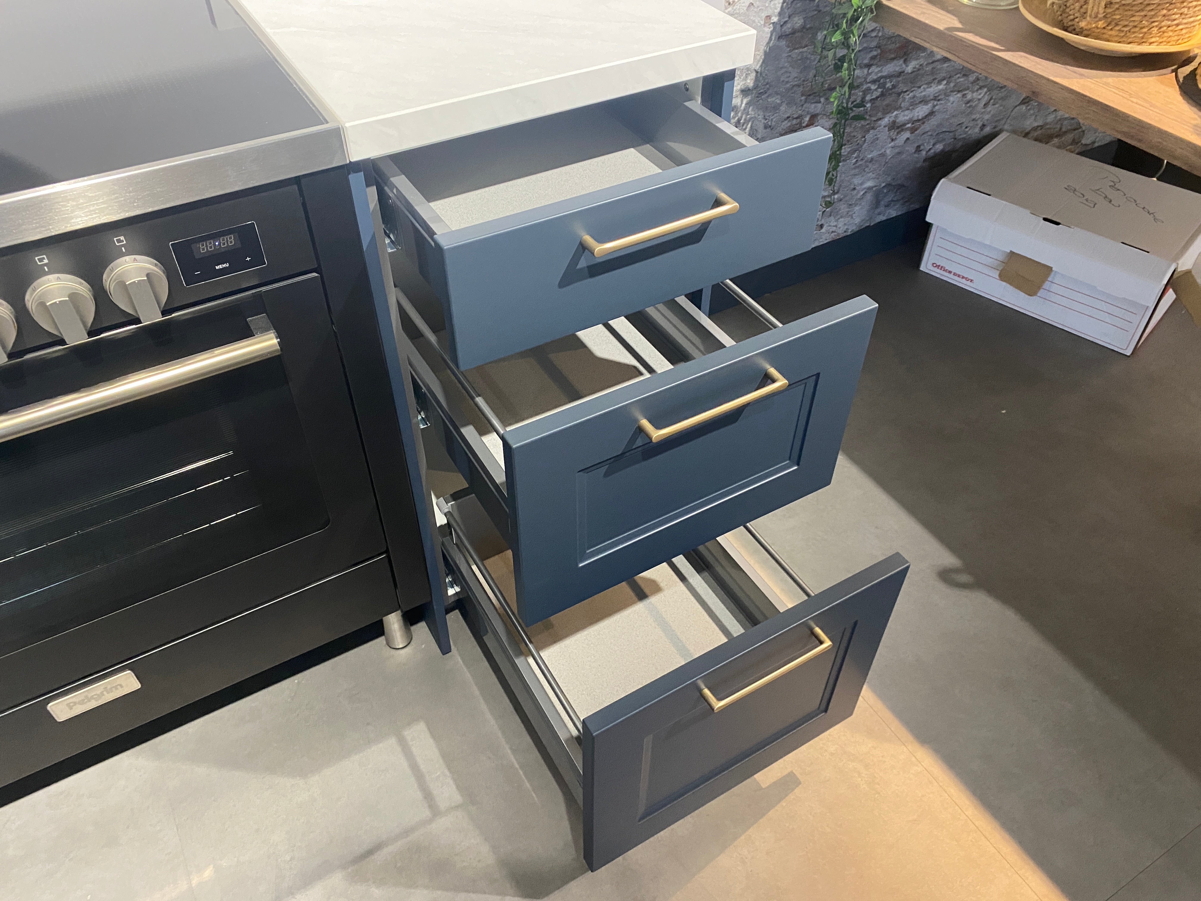 02644 - Blauw klassieke hoekkeuken