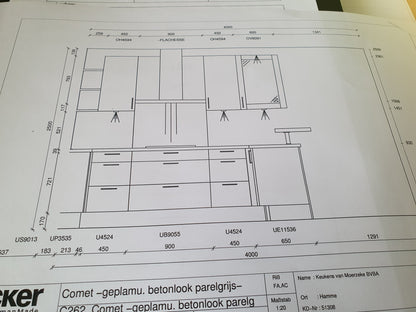 33724 - Häcker beton parelgrijze schiereiland keuken