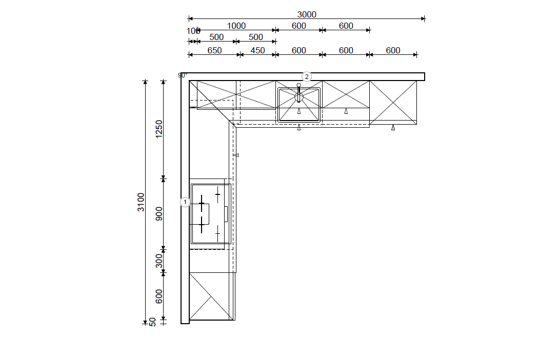 02558 - Nachtblauwe hoekkeuken