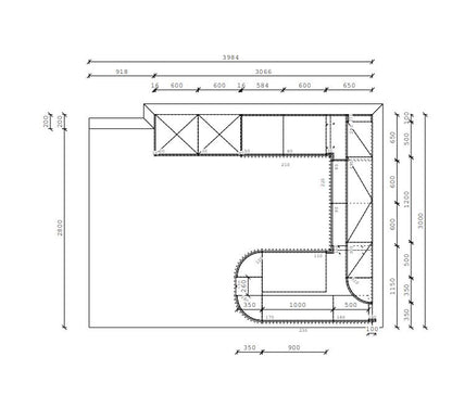 02740 - Grijs/gele schiereiland keuken