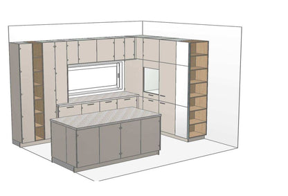 02551 - Schuller zandgrijze schiereiland keuken