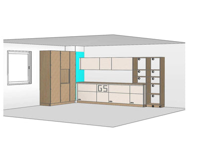 02722 - Schelpenwitte keuken met zandeiken kastenwand
