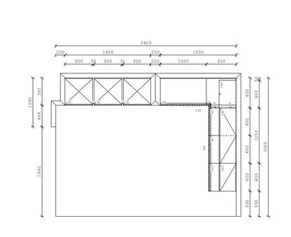 04819 - Schüller hoekkeuken in kiezelgrijs met houtlook kastenwand