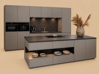 06013 - Terragrijze schiereiland keuken