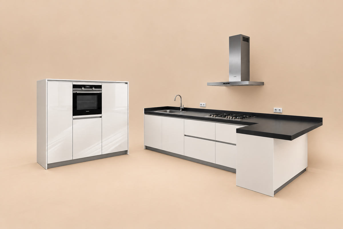 05526 - Witte schiereiland keuken