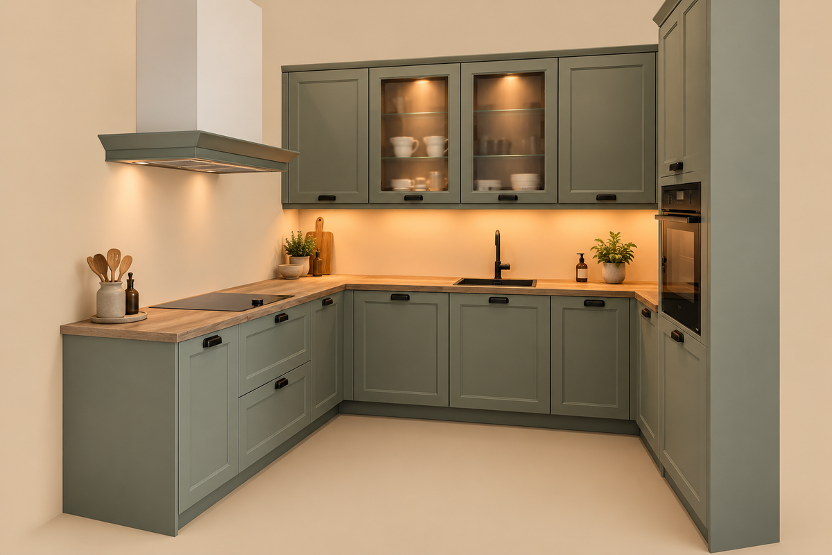 05945 - Landelijk groene U-keuken
