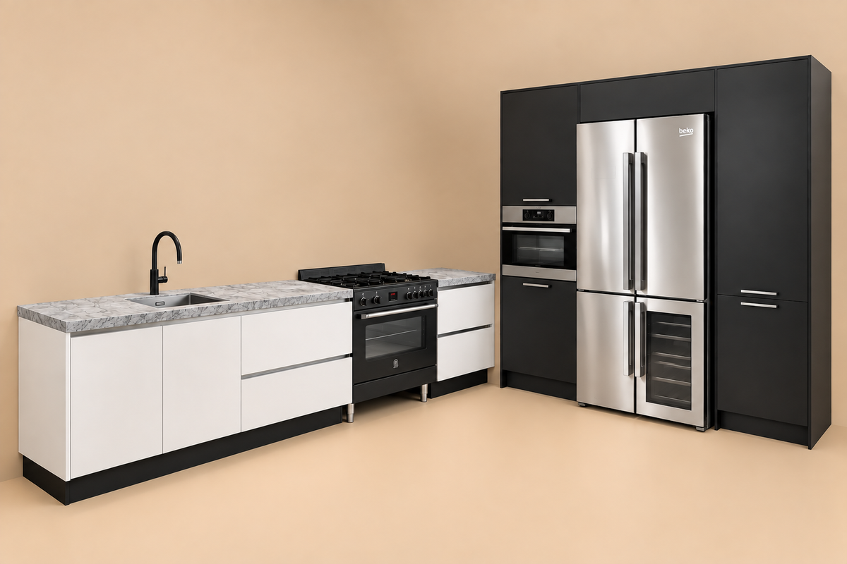 05706 - Witte keuken met zwarte kastenwand